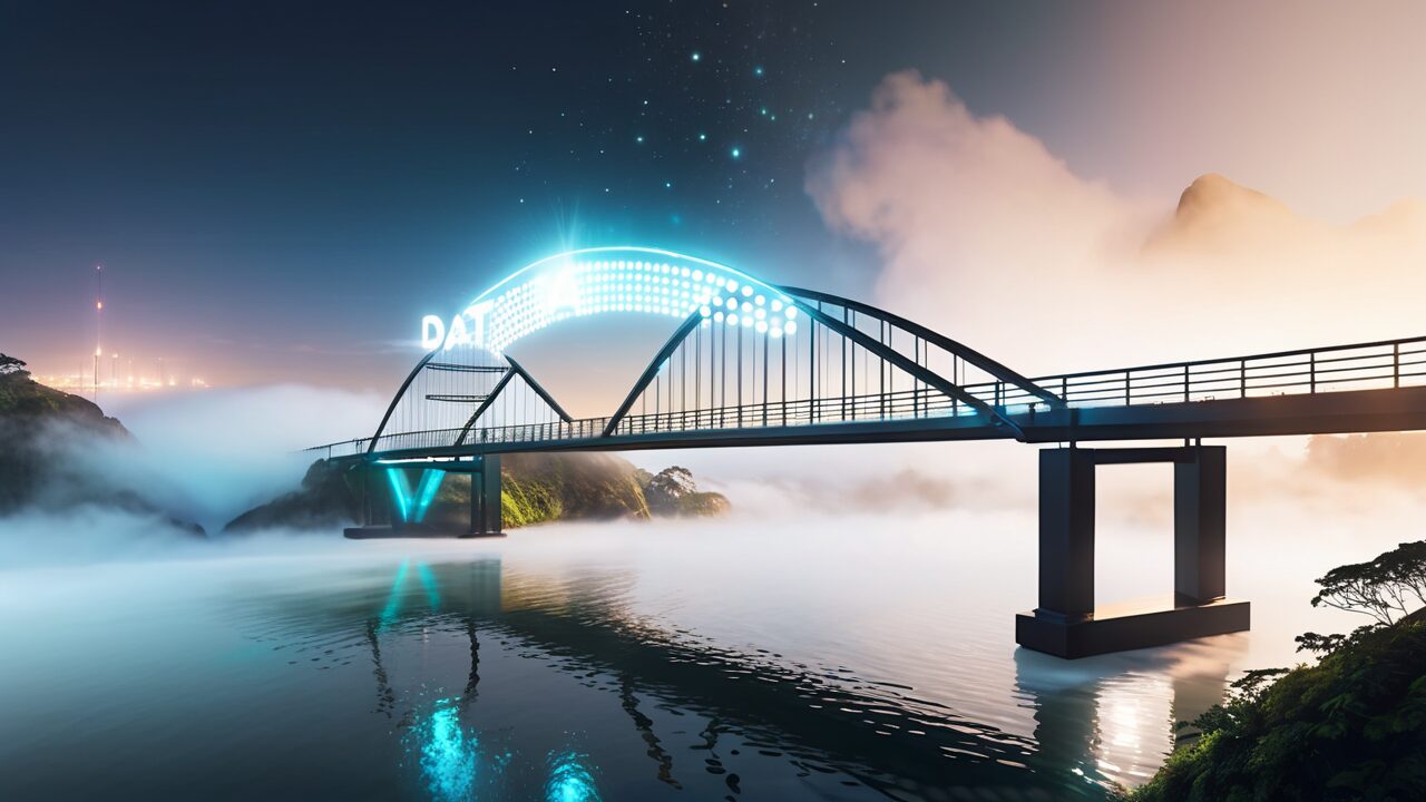 An image of a bridge over a river at night taken with Google AI Studio.