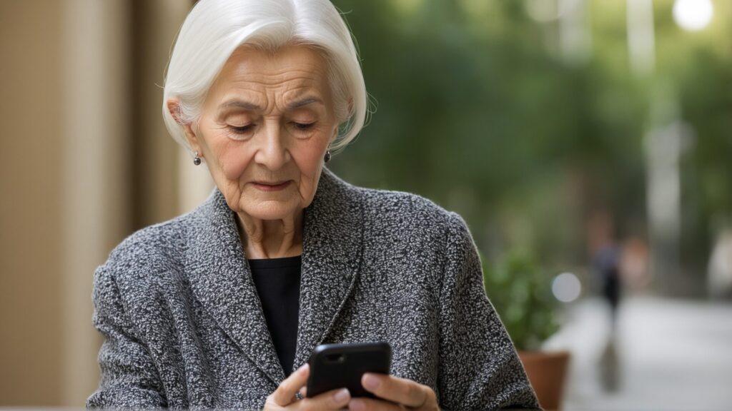 Old woman on a cell phone