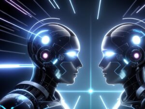 Two AI robots facing each other.